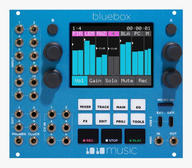 1010music bluebox Eurorack Edition, face avant et faders, photo 4