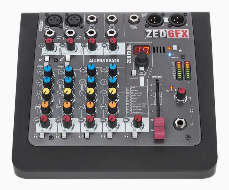 Allen & Heath ZED-6 FX, face avant et faders, photo 2