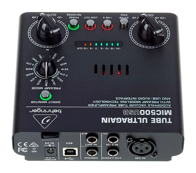 Behringer MIC500USB Tube Ultragain, boutons et voyants, photo 4