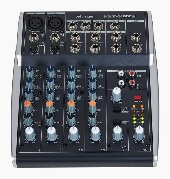 Behringer Xenyx 802S, face avant et faders, photo 2