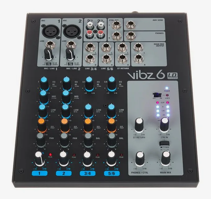 LD Systems VIBZ 6, face avant et faders, photo 2