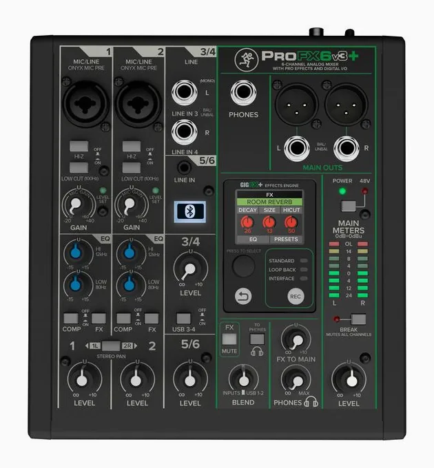Mackie ProFX6v3+, potentiomètres, photo 4
