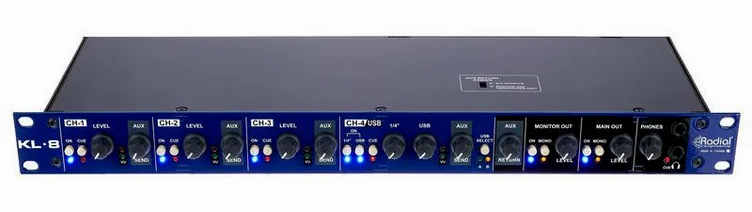 Radial Engineering KL-8, face avant et faders, photo 2