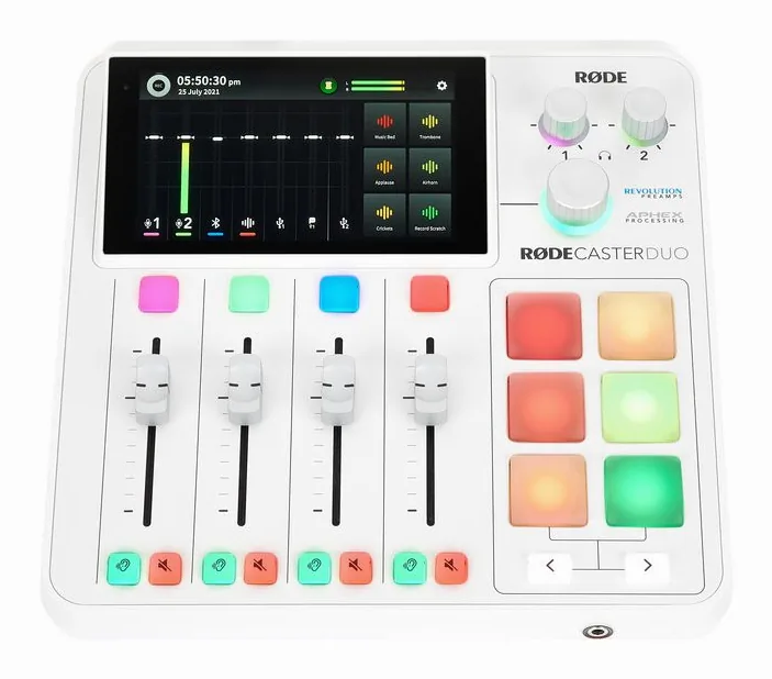 Rode Rodecaster Duo W, face avant et faders, photo 2