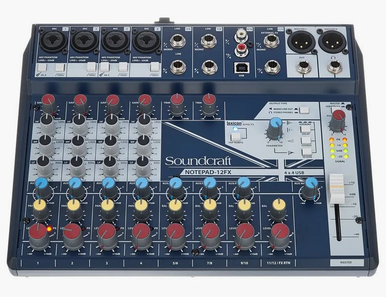 Soundcraft Notepad-12FX, face avant et faders, photo 2
