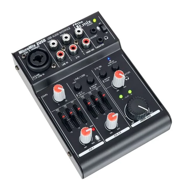 the t.mix MicroMix 2 USB, face avant et faders, photo 3