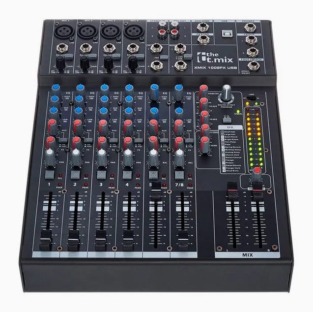 the t.mix xmix 1002 FX USB, face avant et faders, photo 2
