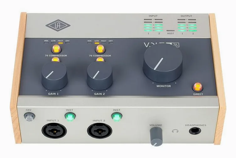 Universal Audio Volt 276 USB Recording Studio, boutons et voyants, photo 2