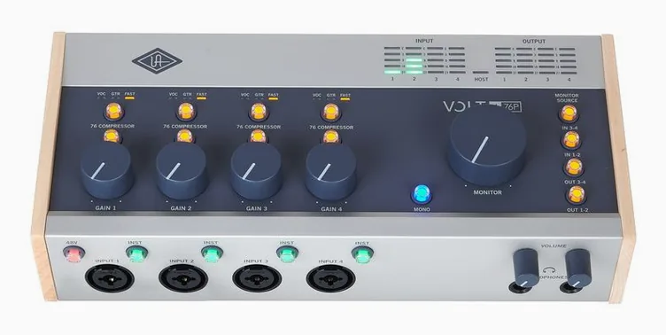 Universal Audio Volt 476P USB Recording Studio, boutons et voyants, photo 2
