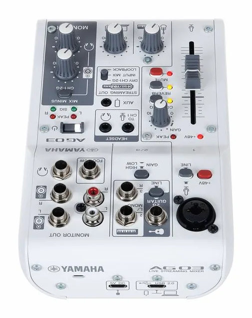 Yamaha AG03 MK2 WH, vue de profil, photo 4